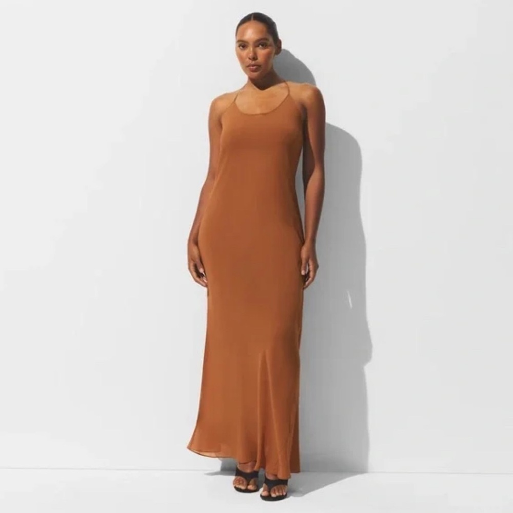 NWOT Skims (S) COVER-UP LONG HALTER DRESS - Chestnut